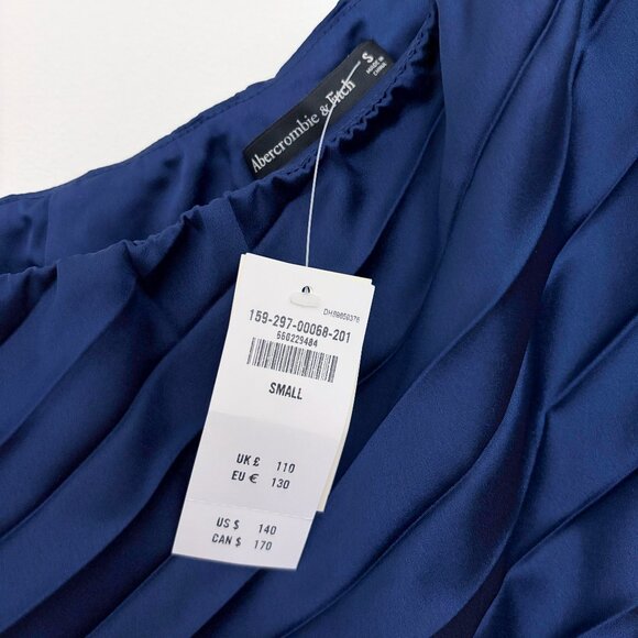 A&F Giselle Pleated One-Shoulder Jumpsuit US Size 4-6 - NAVY - Picture 5 of 5